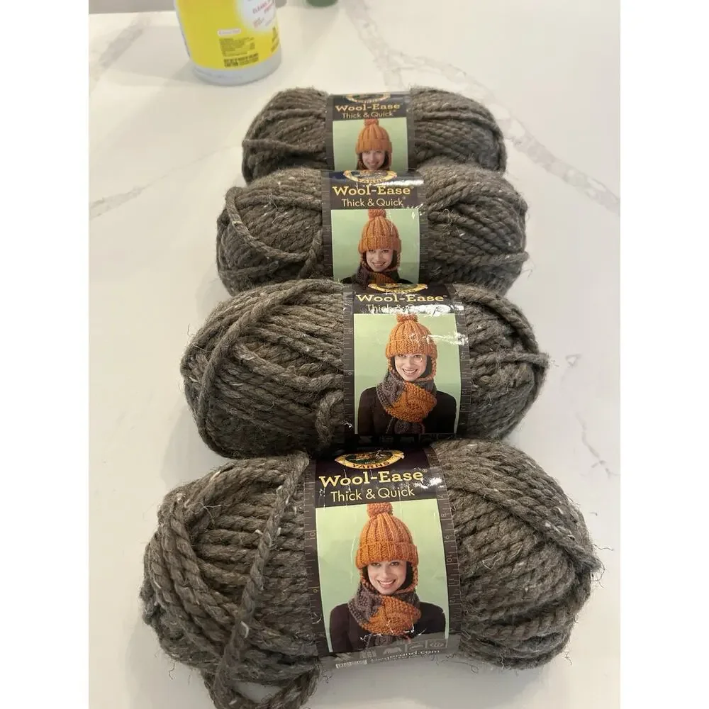 Vtg Lot of 8 Skeins Lion Brand Wool Ease Thick Quick Yarn 124 Barley Orge Cebada